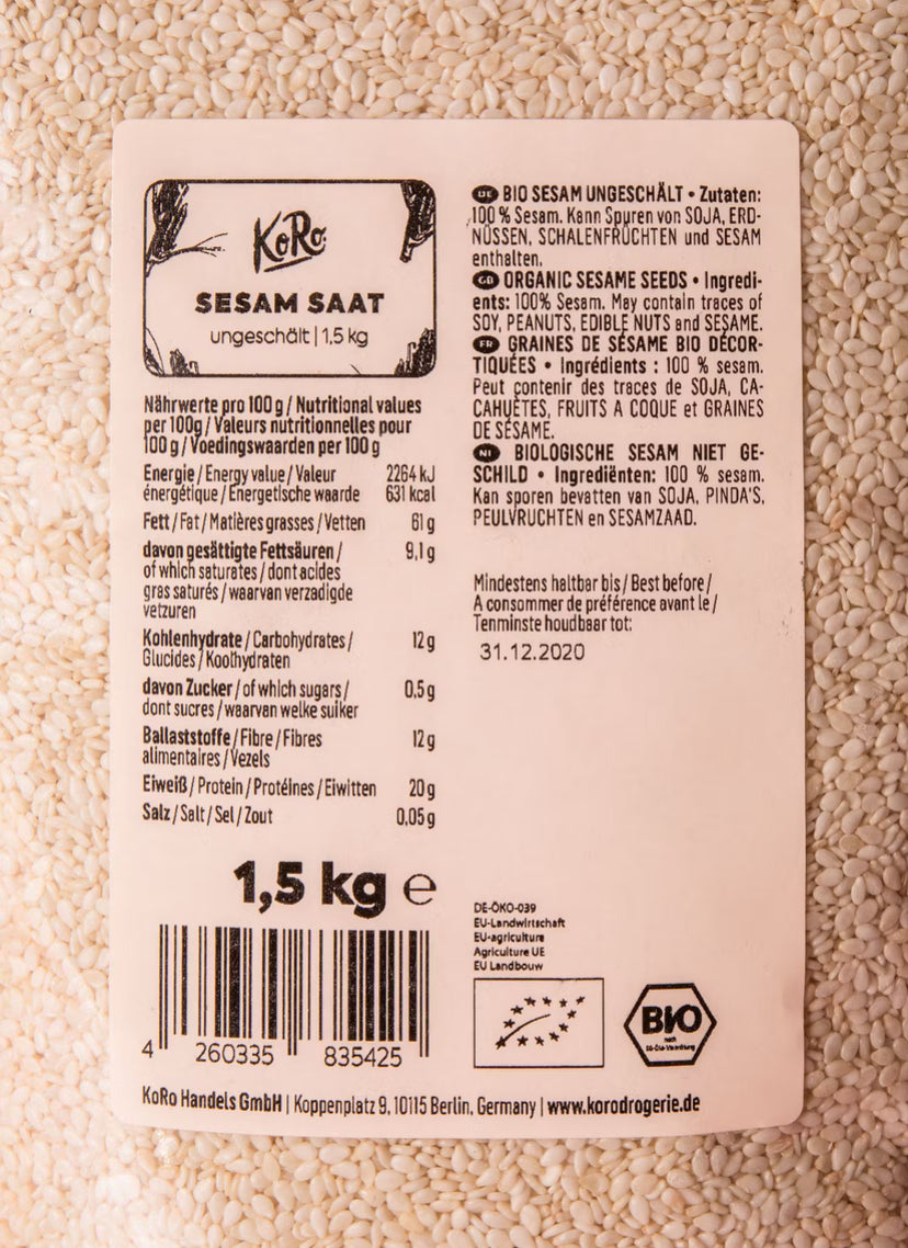 Ungeschälter Bio Sesam 1,5 kg
