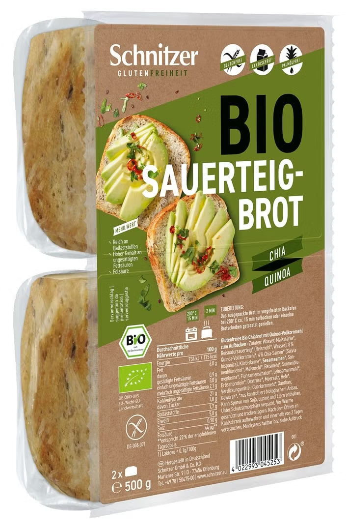 Glutenfreies, Bio-Sauerteigbrot mit Chia und Quinia - Schnitzer