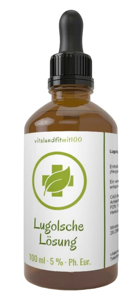 Lugolsche Jodlösung Original (Jod / Iodine) <5% 100 ml Pharmaqualität Braunglas mit Pipette