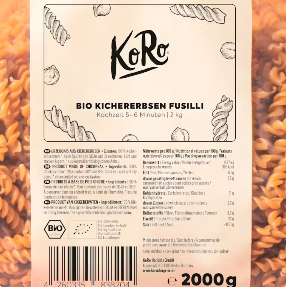 Bio Fusilli aus Kichererbsen 2 kg