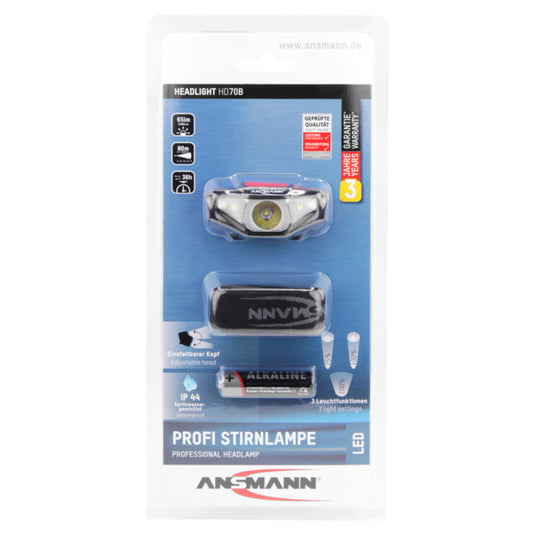 Ansmann Headlight HD70B LED Stirnleuchte inkl. 1 AA Batterie