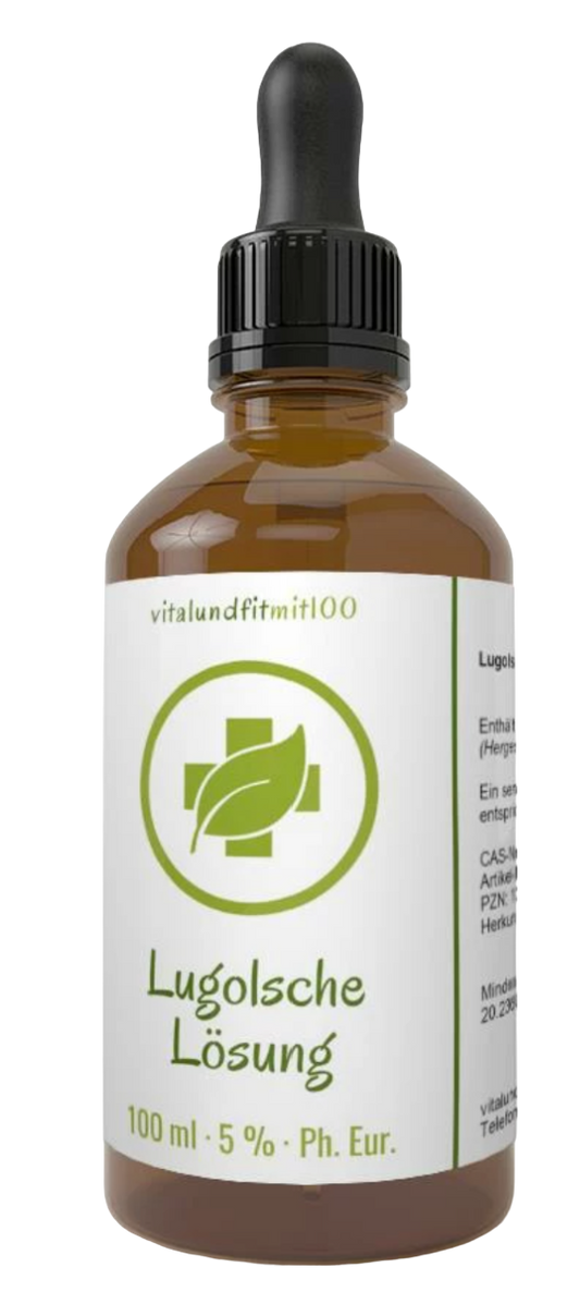 Lugolsche Jodlösung Original (Jod / Iodine) <5% 100 ml Pharmaqualität Braunglas mit Pipette