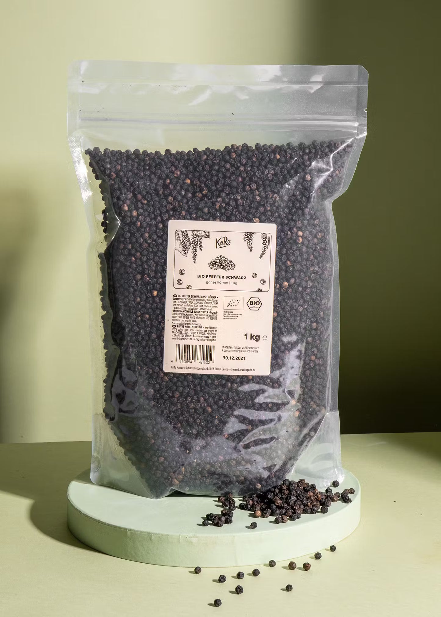 Ganze schwarze Bio Pfefferkörner 1 kg