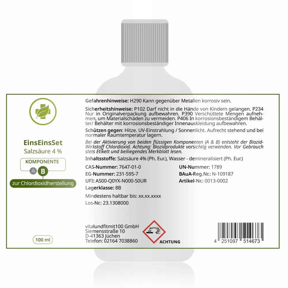 CDL - 2 Komponenten - Natriumchlorid-Lösung 25% + Salzsäure 4%