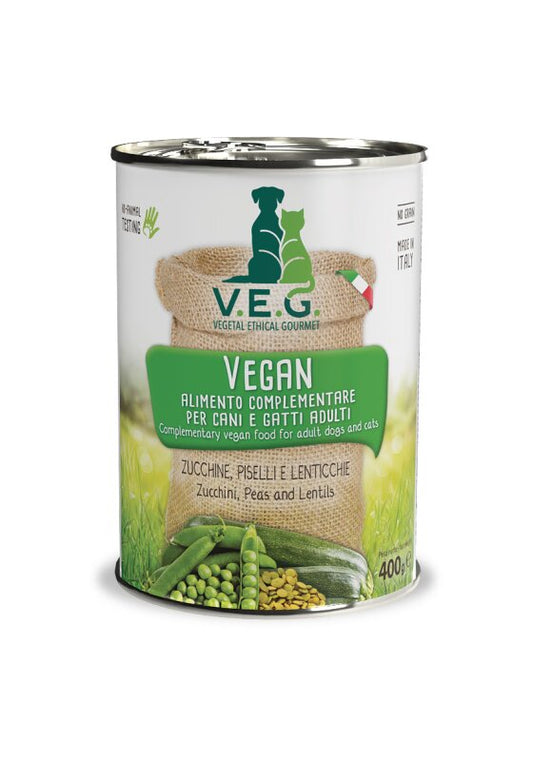 V.E.G.- Green 400g Nassfutter - Zucchini, Erbsen und Linsen - Veganes Nassfutter für Katzen und Hunde